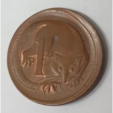 AUSTRALIA 1966 . ONE 1 CENT COIN . ERROR . OFF CENTRE MIS-STRIKE . TONED